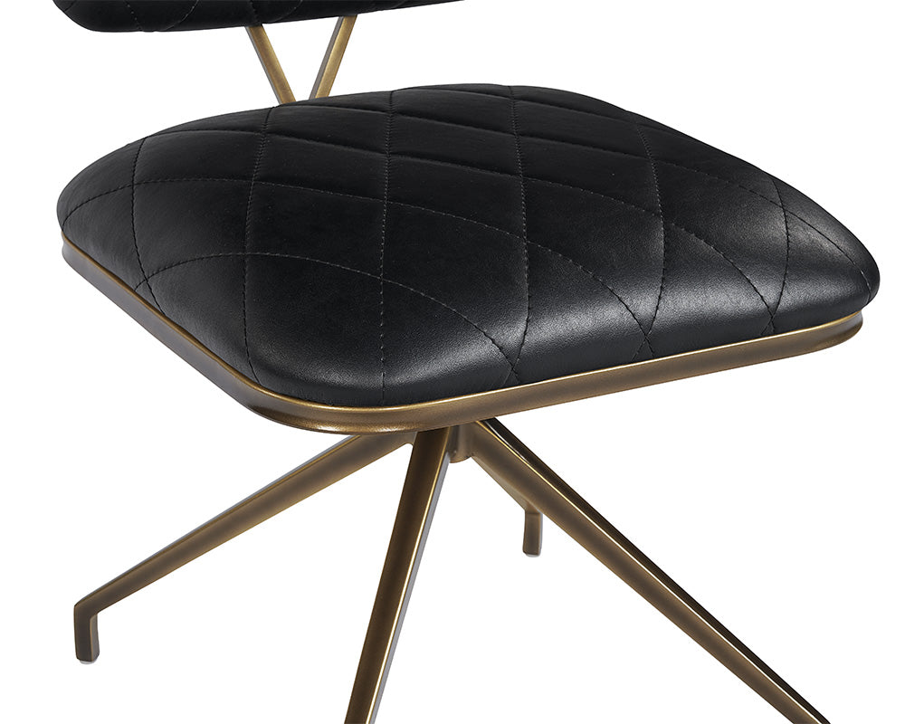 Sunpan Virtu Swivel Dining Chair - Bravo Black/Cognac/Cream