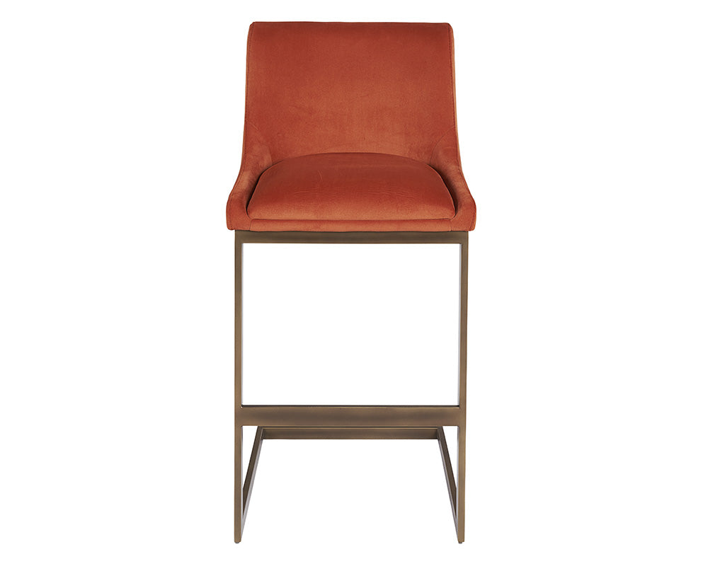 Sunpan Holly Barstool - Abbington Burnt Orange/Zenith Graphite Grey/Zenith Soft Grey