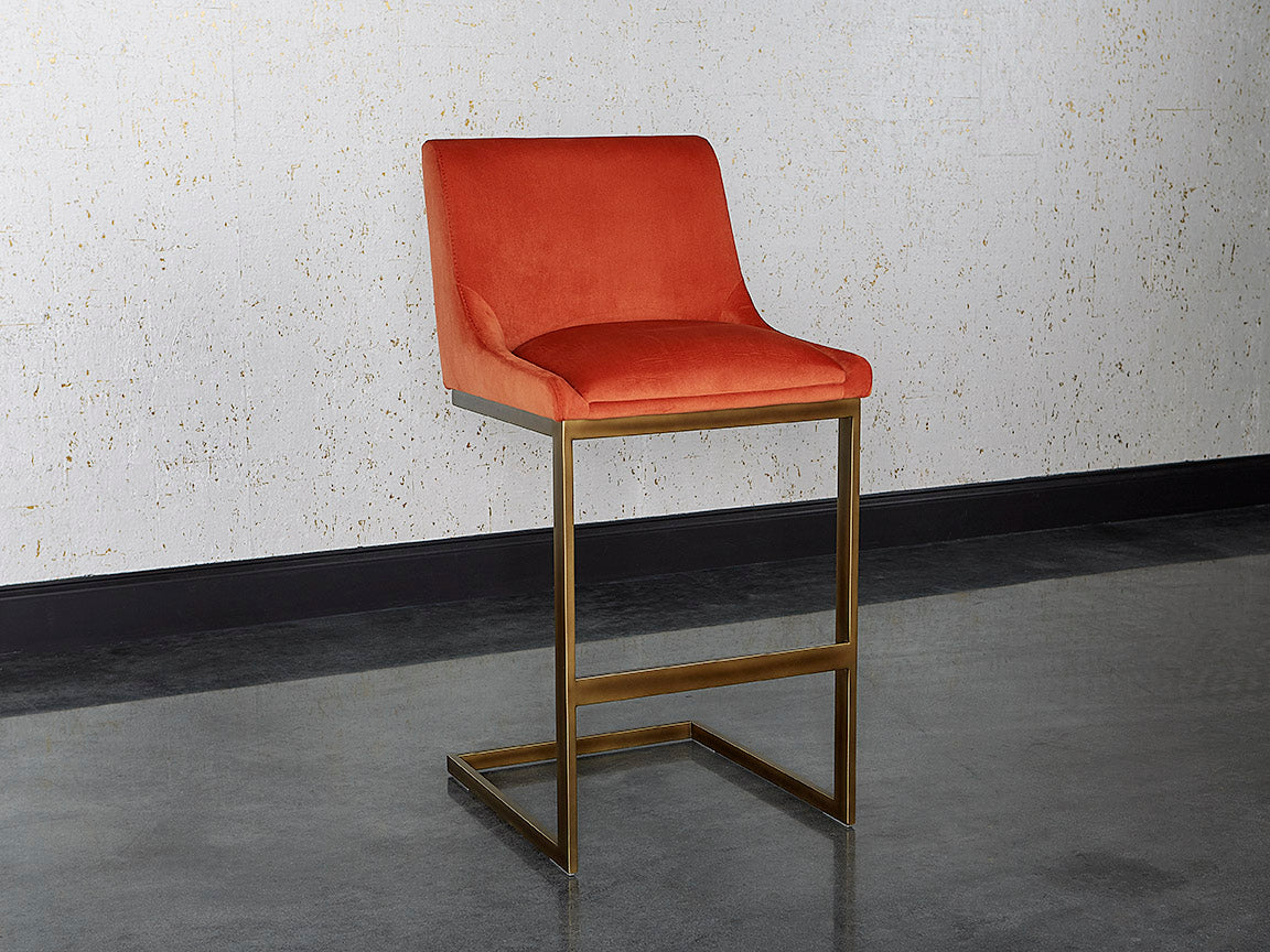 Sunpan Holly Barstool - Abbington Burnt Orange/Zenith Graphite Grey/Zenith Soft Grey