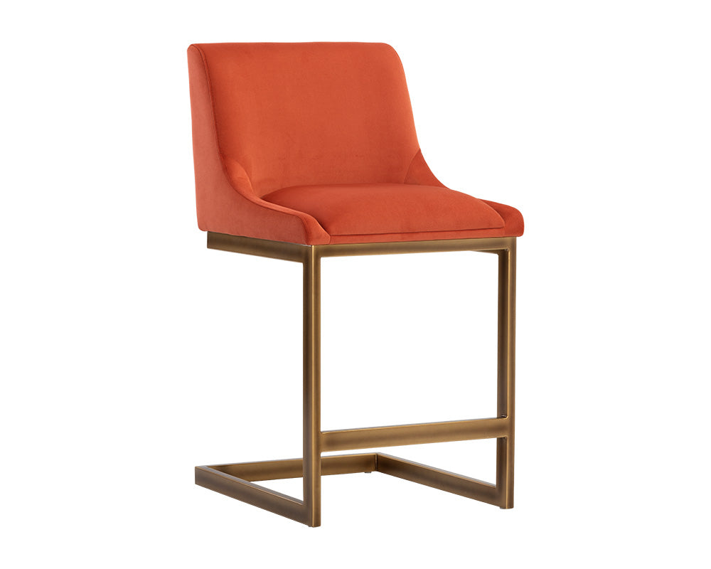 Sunpan Holly Counter Stool - Abbington Burnt Orange/Zenith Graphite Grey/Zenith Soft Grey