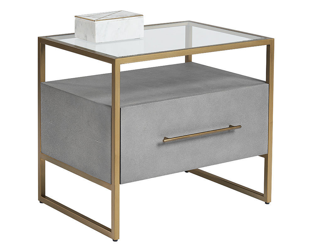 Sunpan Venice Nightstand - Shagreen Leather