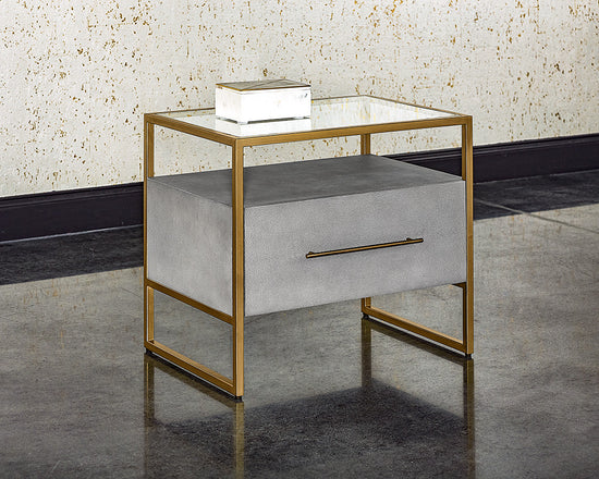 Sunpan Venice Nightstand - Shagreen Leather