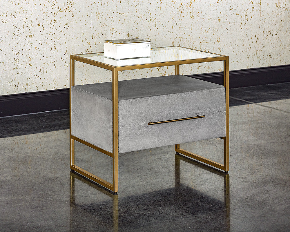 Sunpan Venice Nightstand - Shagreen Leather