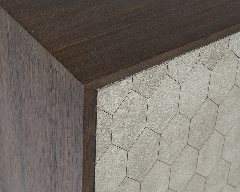 Sunpan Aniston Sideboard In Dark Mango/White Ceruze And Shagreen Leather - Small
