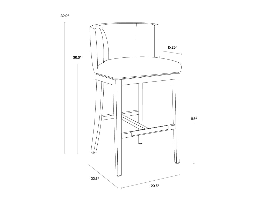 Sunpan Hayden Barstool - Bravo Cream/Bravo Portabella/Marble/Quarry