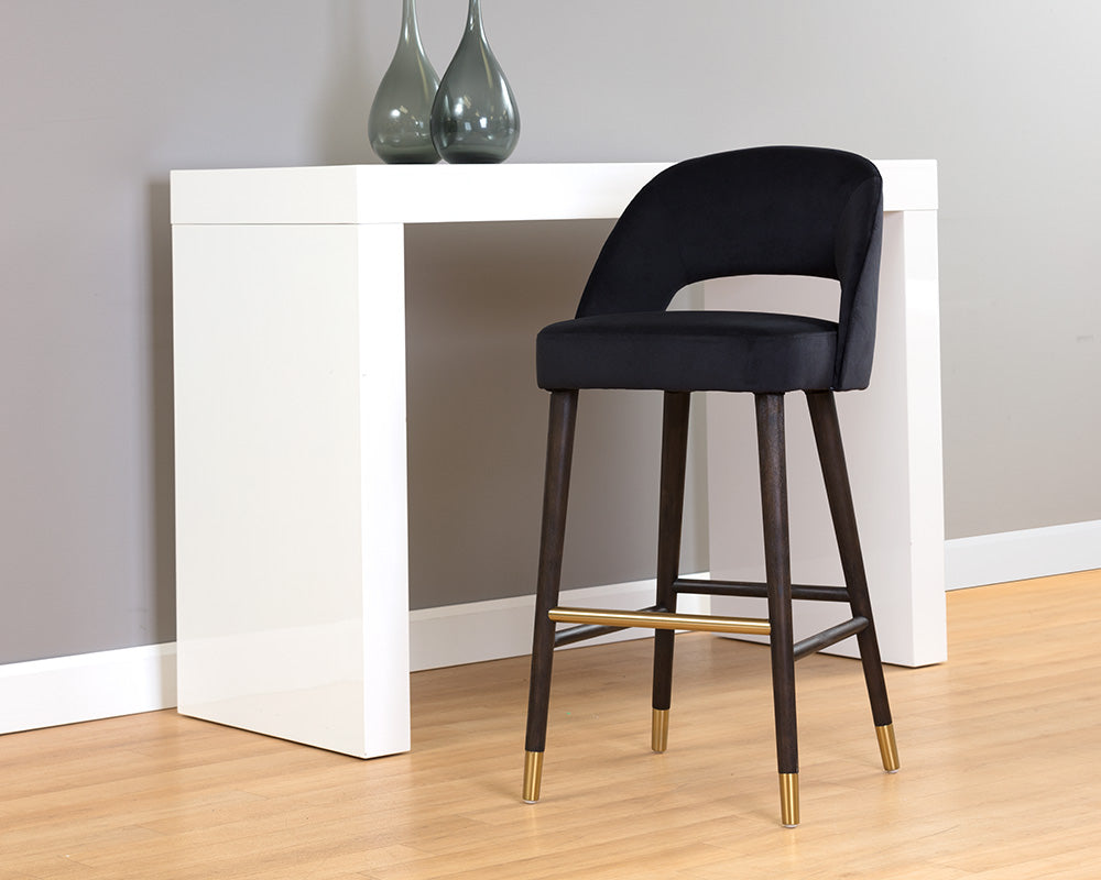 Sunpan Monae Barstool - Abbington Black/Bravo Cream and Polo Club Muslin