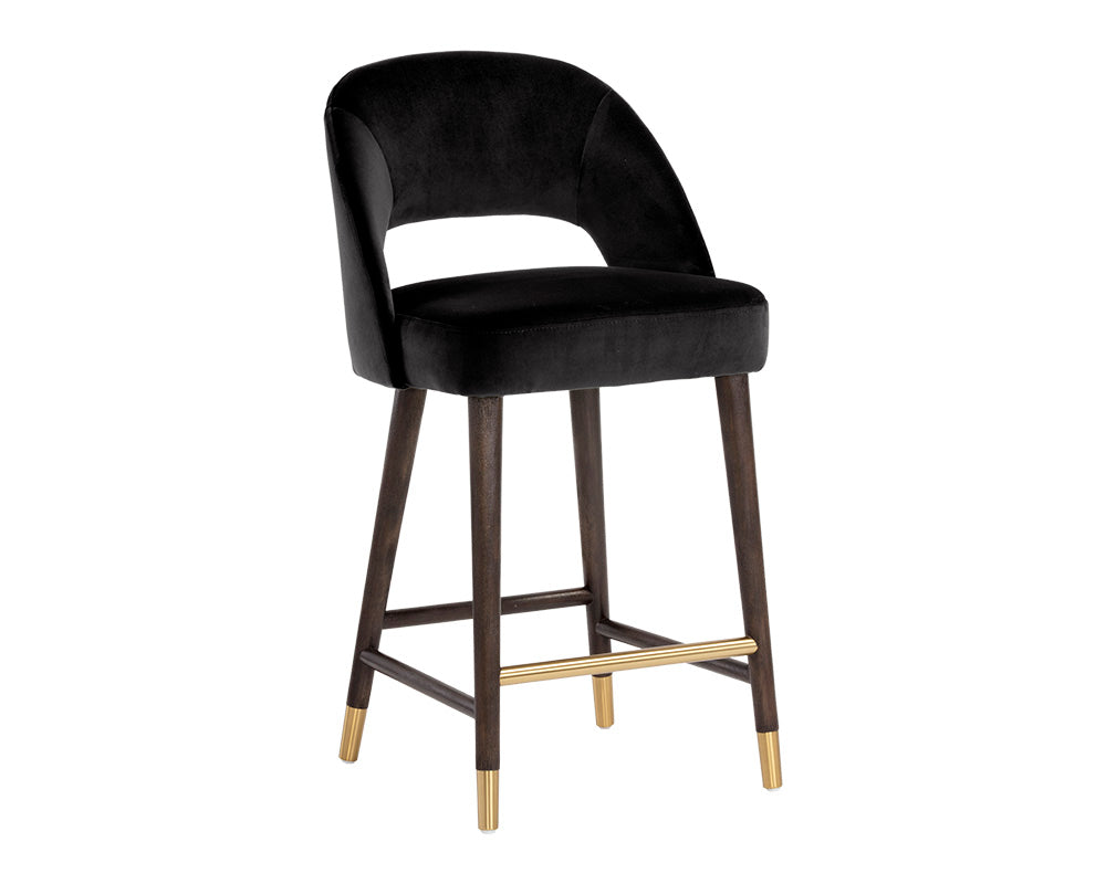 Sunpan Monae Counter Stool - Abbington Black/Bravo Cream and Polo Club Muslin/Moss Green