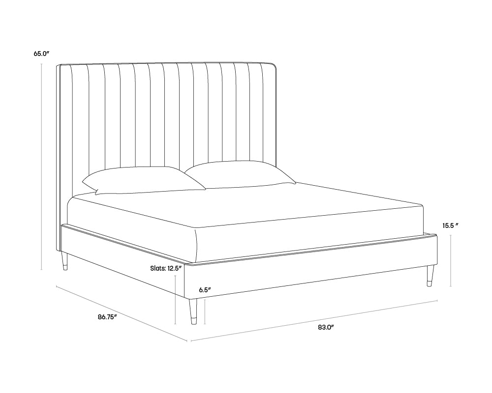 Sunpan Yosi Bed - King In Abbington Navy/Antonio Charcoal