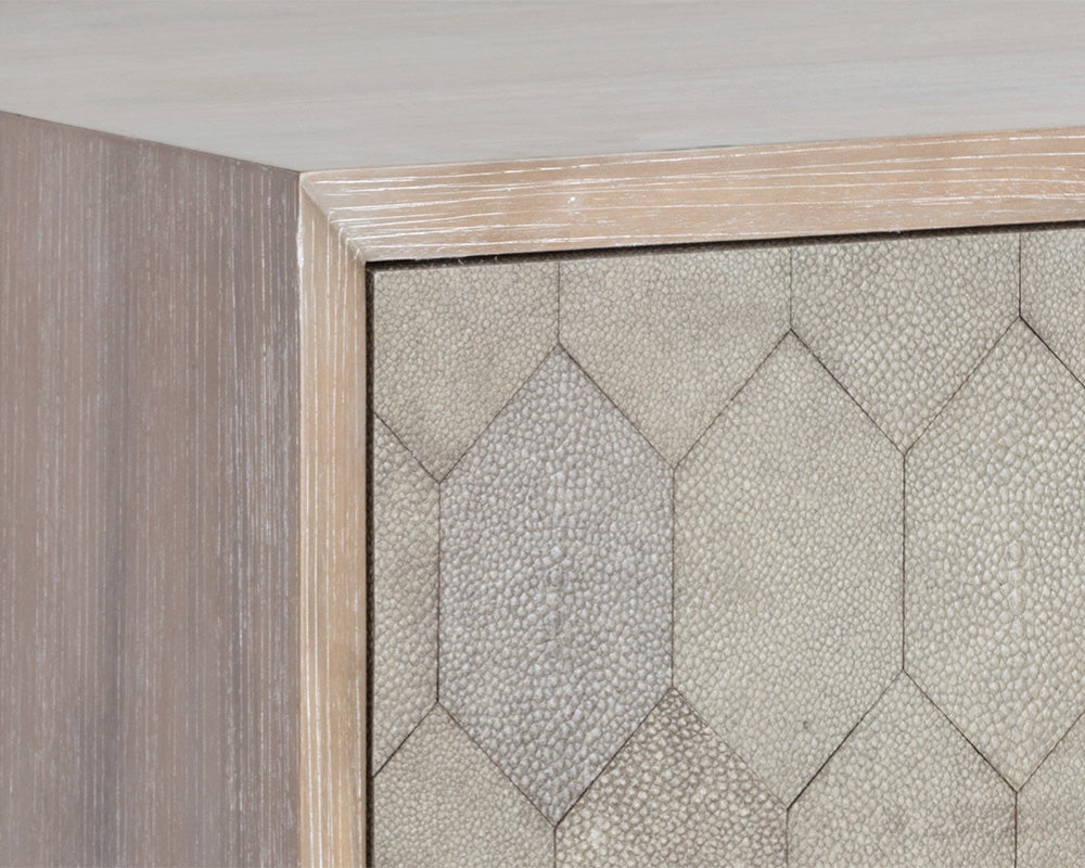 Sunpan Aniston Nightstand In Dark Mango/White Ceruze And Shagreen Leather