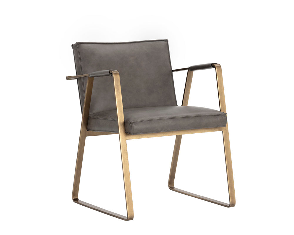 Sunpan Kristoffer Dining Armchair - Vintage Steel Grey Leather
