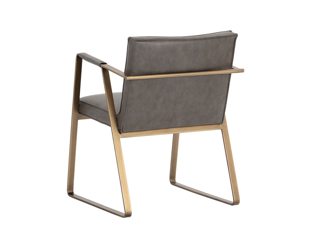 Sunpan Kristoffer Dining Armchair - Vintage Steel Grey Leather