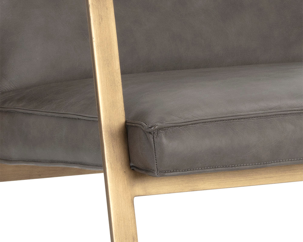 Sunpan Kristoffer Dining Armchair - Vintage Steel Grey Leather
