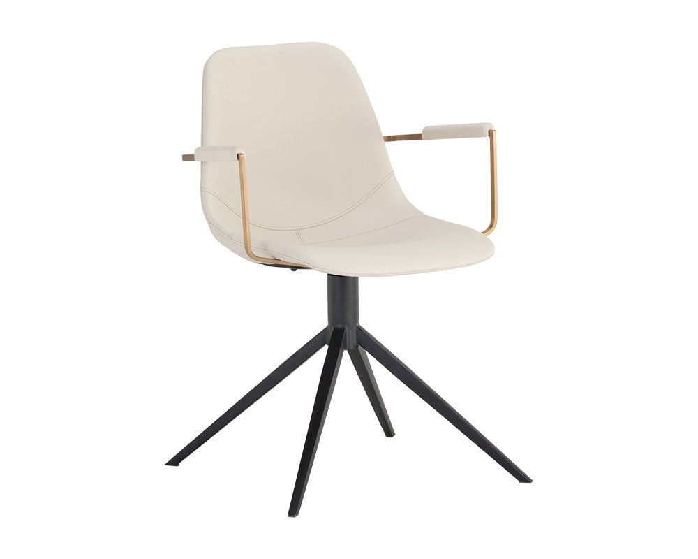 Sunpan Cassius Swivel Dining Armchair - Abbington Black and Bravo Black/Dillon Cream/Slate Tint and Nightfall Black