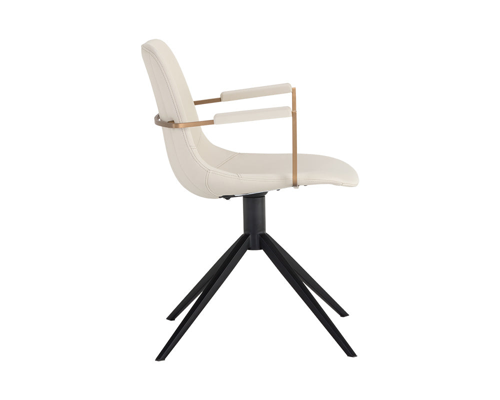 Sunpan Cassius Swivel Dining Armchair - Abbington Black and Bravo Black/Dillon Cream/Slate Tint and Nightfall Black
