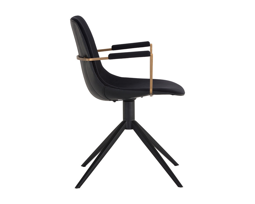 Sunpan Cassius Swivel Dining Armchair - Abbington Black and Bravo Black/Dillon Cream/Slate Tint and Nightfall Black
