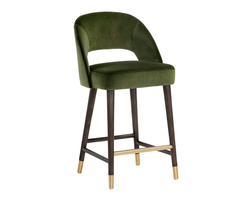 Sunpan Monae Counter Stool - Abbington Black/Bravo Cream and Polo Club Muslin/Moss Green