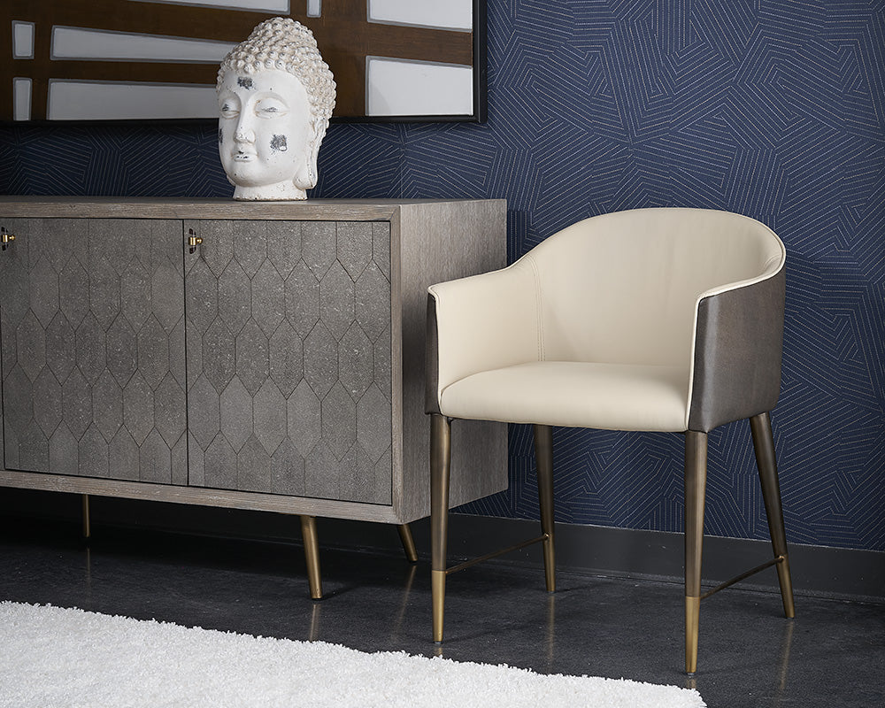 Sunpan Kylin Dining Armchair - Dillon Cream and Bravo Ash