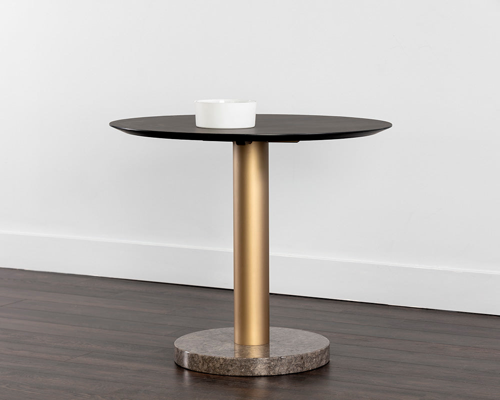 Sunpan Monaco Bistro Table - Gold - Light Grey Marble / Charcoal Grey - 35.5"