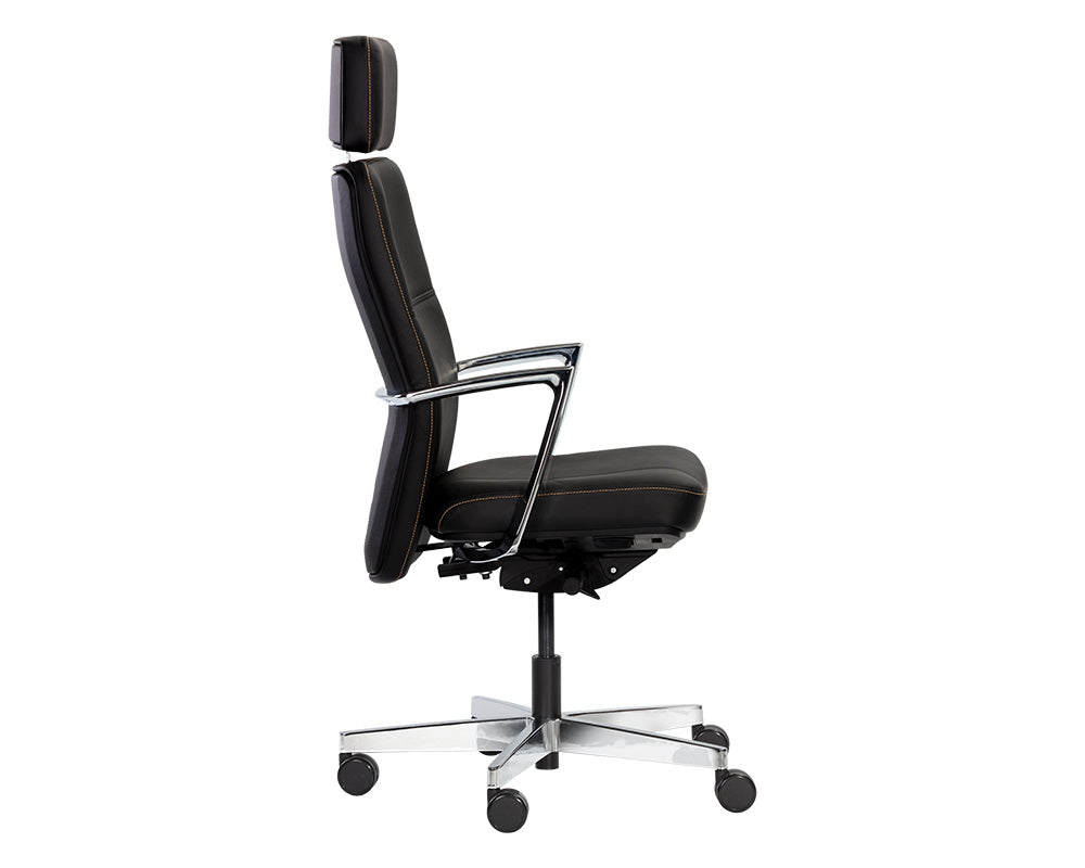 Sunpan Dennison Office Chair in Black Leather/Cream Leather/Sand Leather