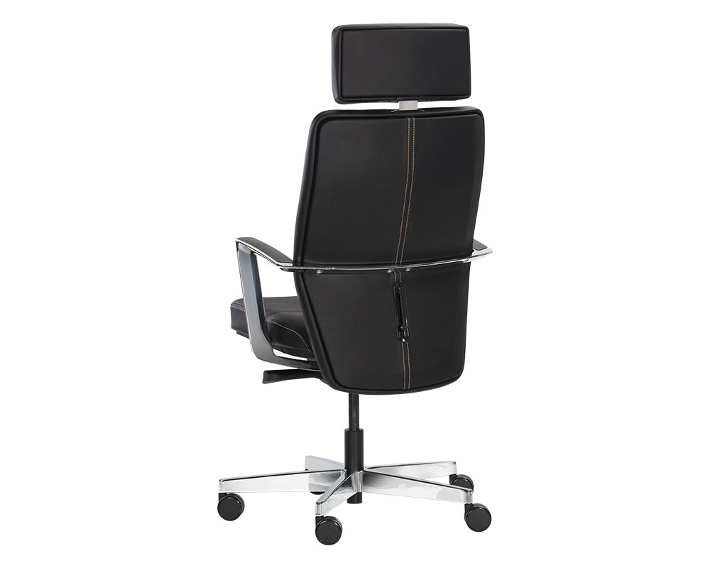 Sunpan Dennison Office Chair in Black Leather/Cream Leather/Sand Leather