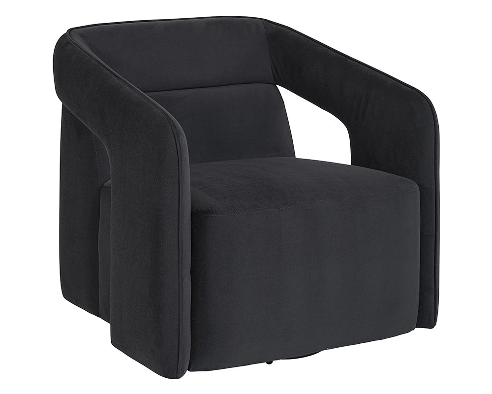 Sunpan Kendrick Swivel Lounge Chair - Abbington Black / Belfast Heather Grey