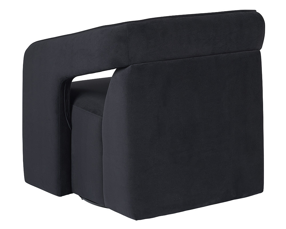 Sunpan Kendrick Swivel Lounge Chair - Abbington Black / Belfast Heather Grey