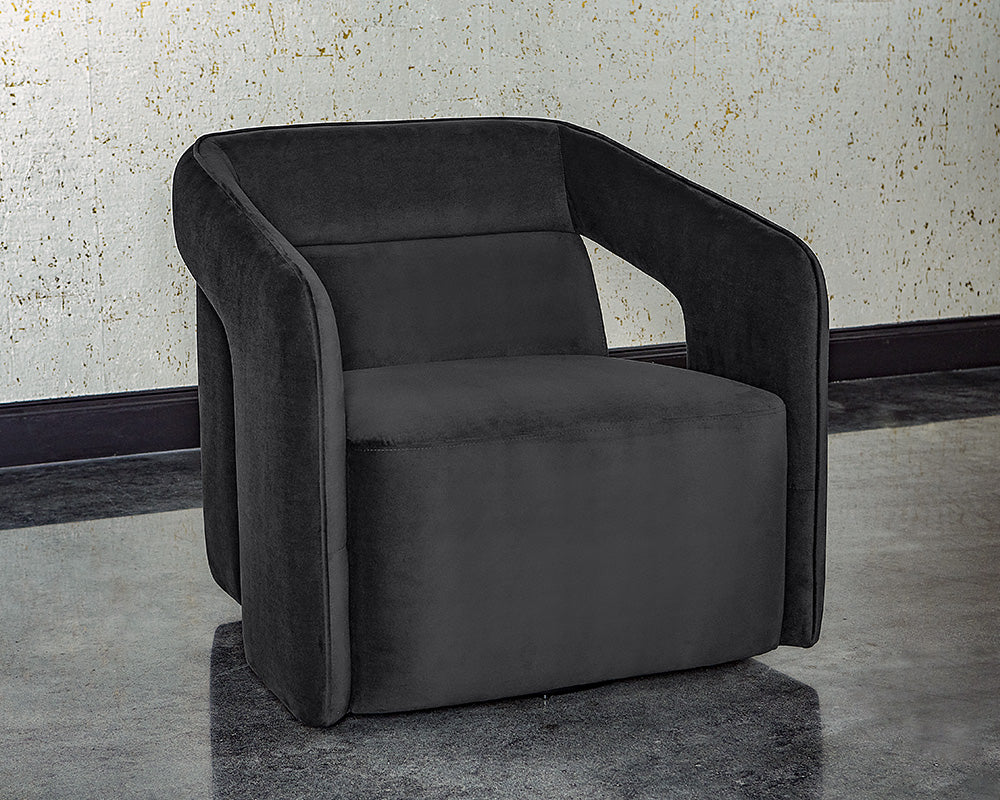 Sunpan Kendrick Swivel Lounge Chair - Abbington Black / Belfast Heather Grey