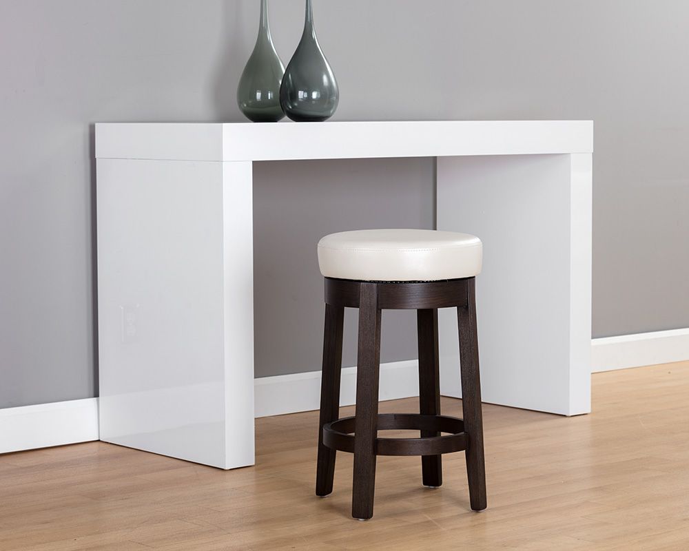 SUNPAN Cedric Swivel Counter Stool - Castillo Cream, Havana Dark Brown