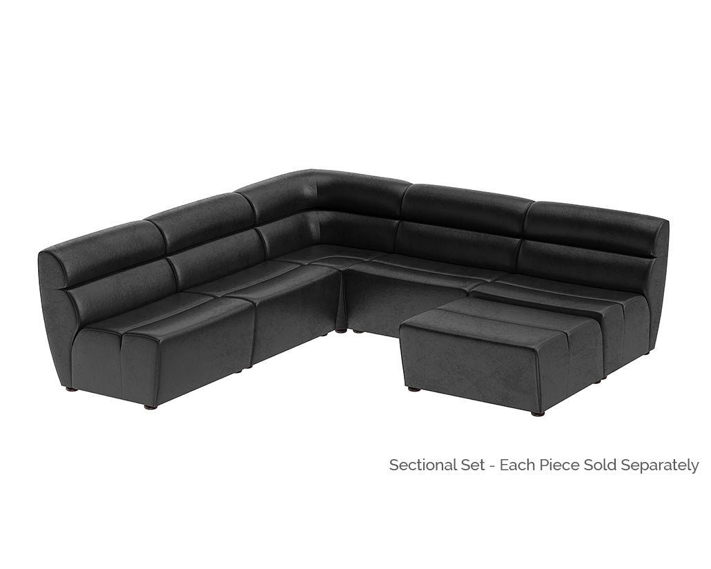 Sunpan Cornell Modular - Ottoman - Coal Black/Havana Dark Brown/Tobacco Tan