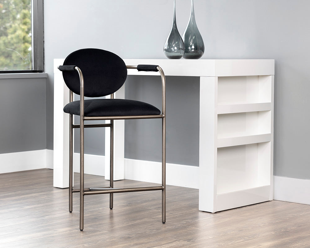 Sunpan Rylan Counter Stool in Abbington Black/Dillon Cream