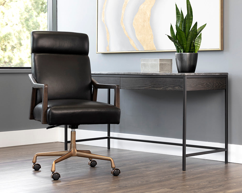 Sunpan Collin Office Chair in Brown/Natural