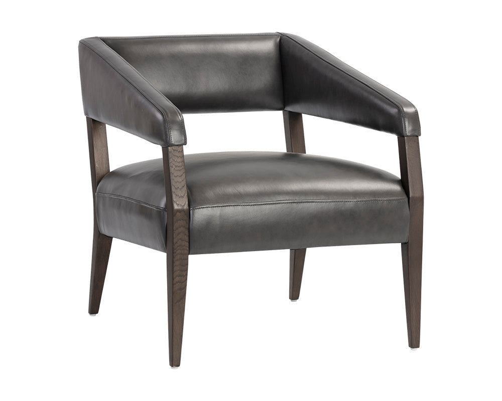 Sunpan Carlyle Lounge Chair in Brentwood Charcoal / Saloon Light Grey / Shalimar Tobacco Leather