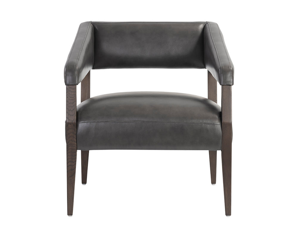 Sunpan Carlyle Lounge Chair in Brentwood Charcoal / Saloon Light Grey / Shalimar Tobacco Leather