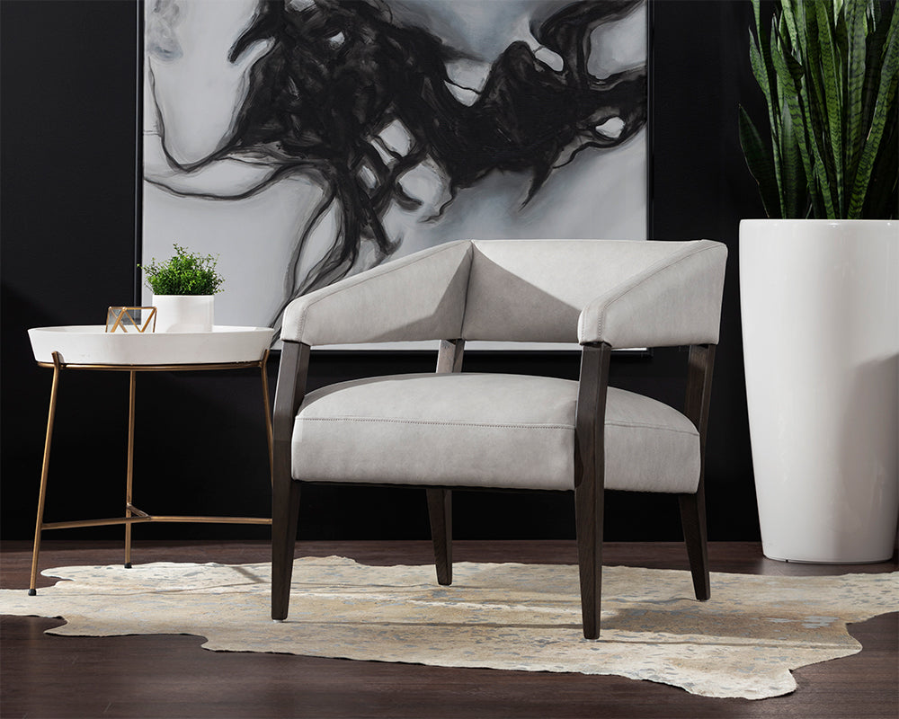Sunpan Carlyle Lounge Chair in Brentwood Charcoal / Saloon Light Grey / Shalimar Tobacco Leather