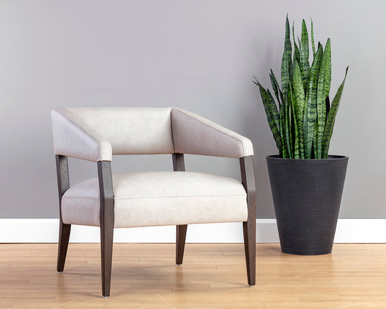 Sunpan Carlyle Lounge Chair in Brentwood Charcoal / Saloon Light Grey / Shalimar Tobacco Leather