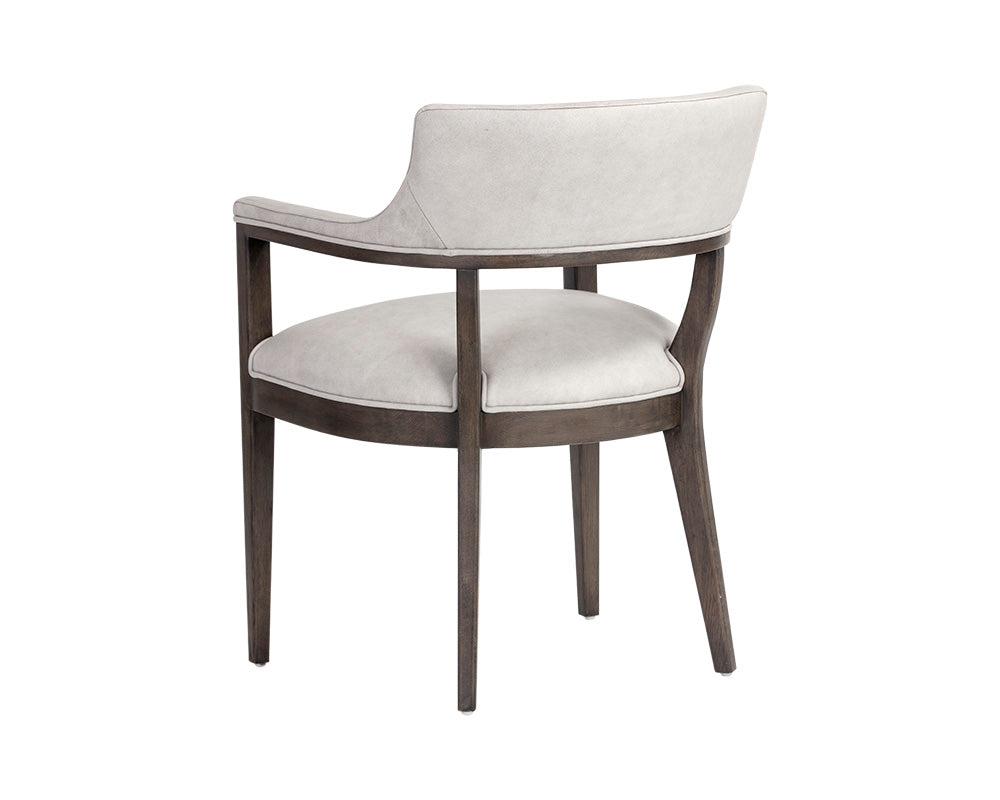 Sunpan Brylea Dining Armchair in Brown And Saloon Light Grey/Shalimar Tobacco Leather