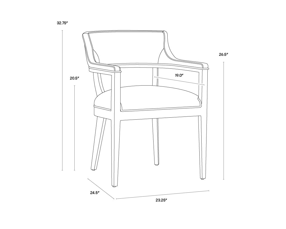 Sunpan Brylea Dining Armchair in Brown And Saloon Light Grey/Shalimar Tobacco Leather