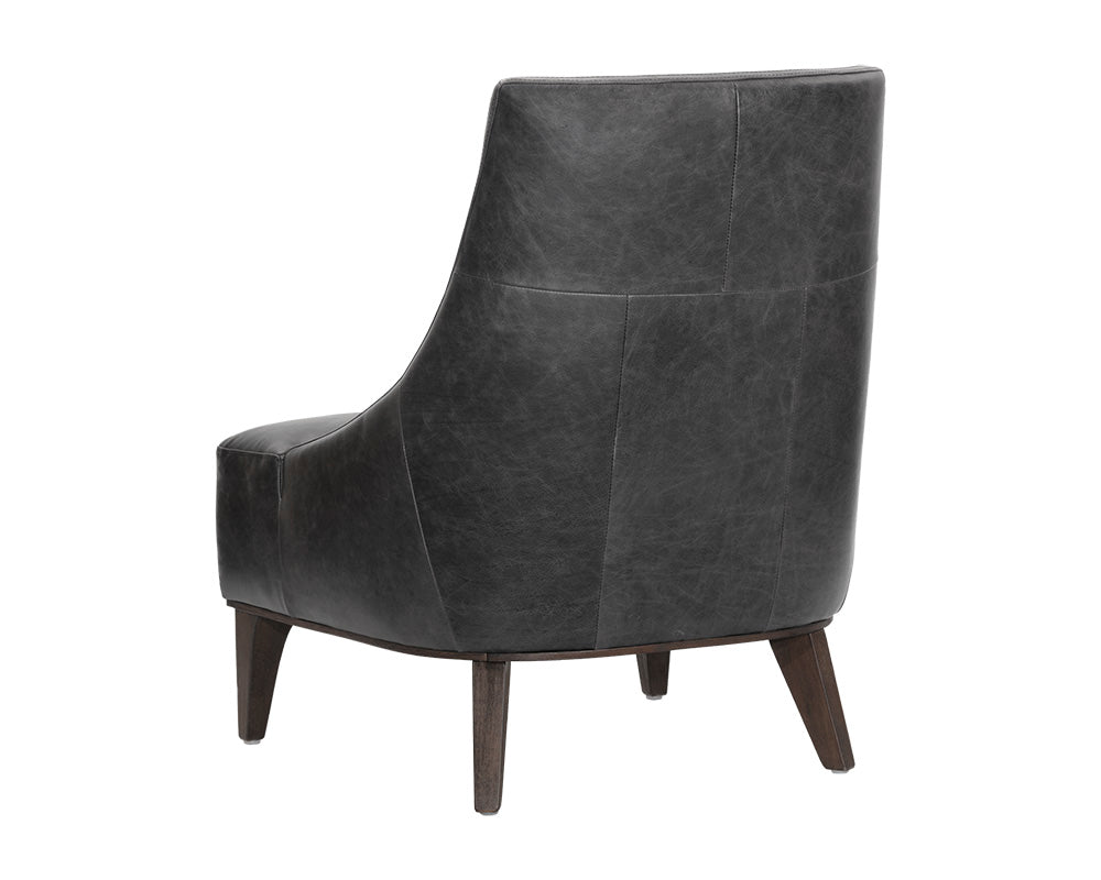 Sunpan Elias Lounge Chair - Marseille Black / Camel Leather