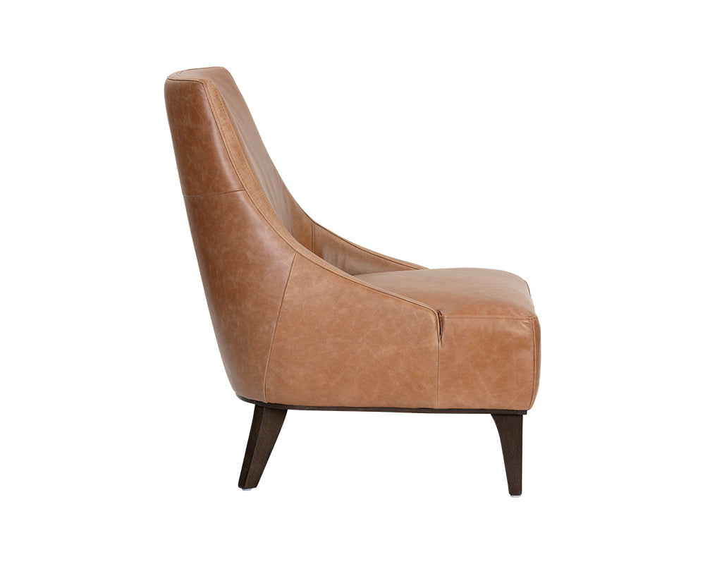 Sunpan Elias Lounge Chair - Marseille Black / Camel Leather