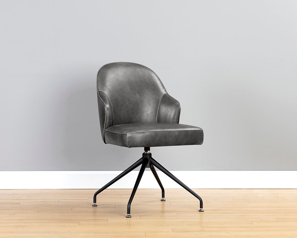 Sunpan Bretta Swivel Dining Chair - Overcast Grey / Tobacco Tan / Moto Stucco
