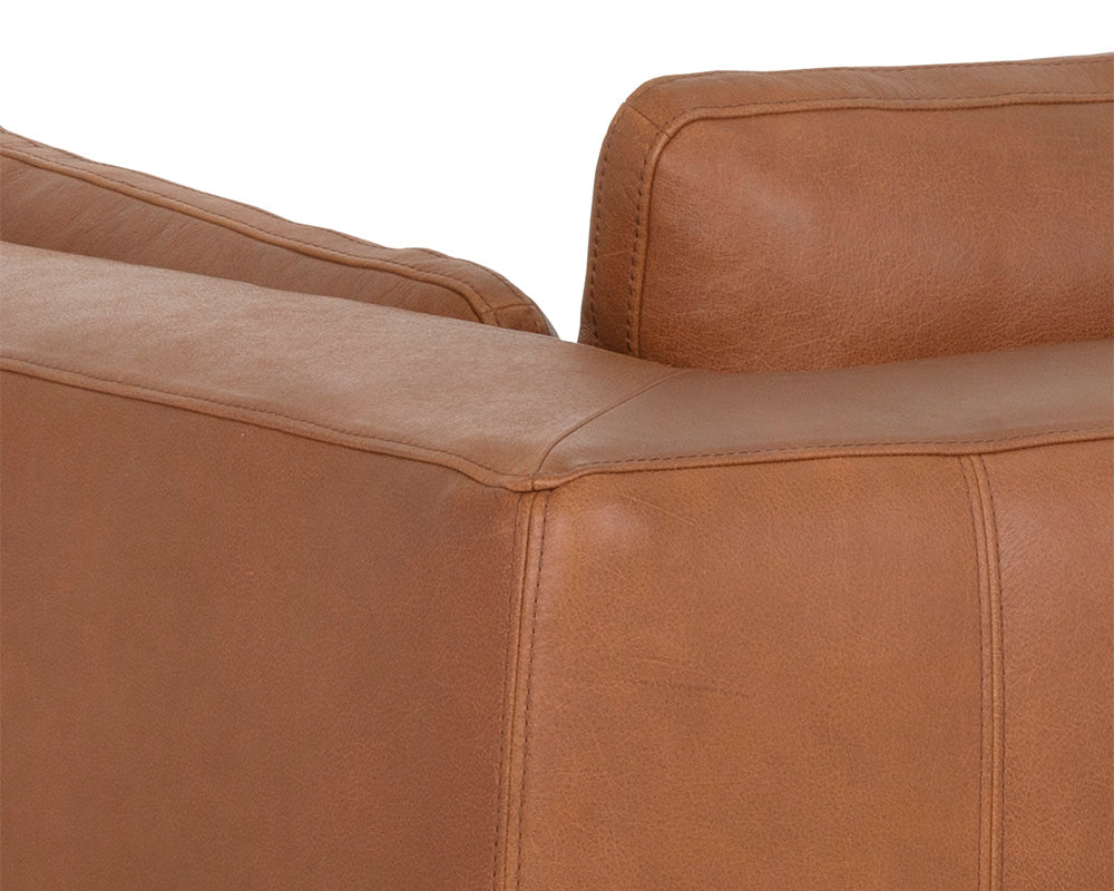 Sunpan Burr Sofa in Bali Bone / Behike Saddle / Serbia Black Leather