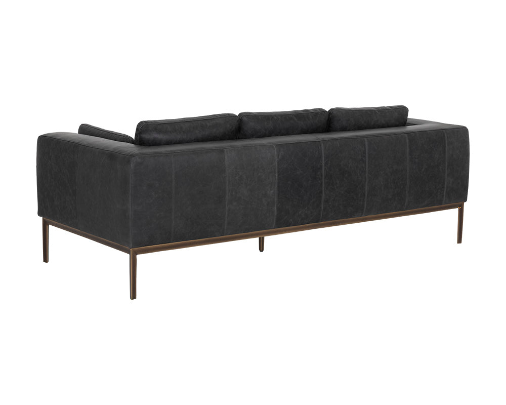 Sunpan Burr Sofa in Bali Bone / Behike Saddle / Serbia Black Leather