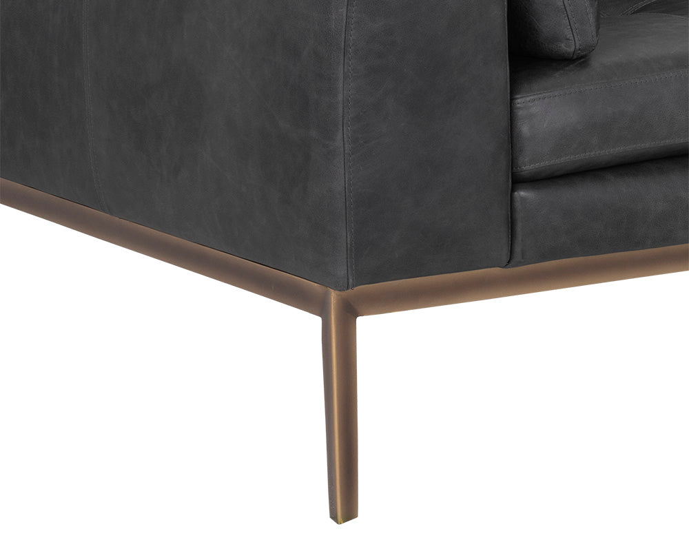 Sunpan Burr Sofa in Bali Bone / Behike Saddle / Serbia Black Leather