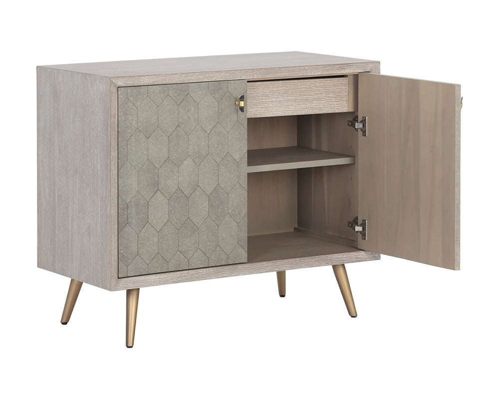 Sunpan Aniston Sideboard In Dark Mango/White Ceruze And Shagreen Leather - Small