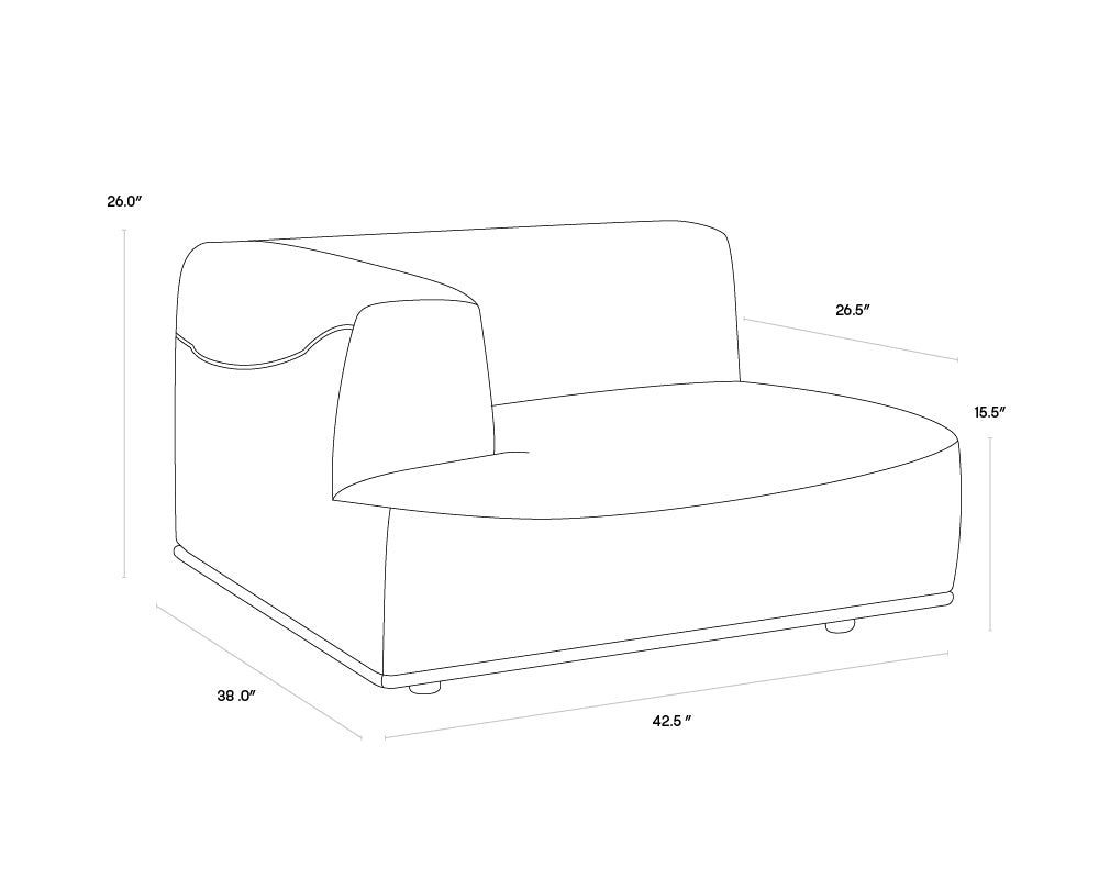 Sunpan Darren Modular - Left/Right Armchair - Moto Stucco