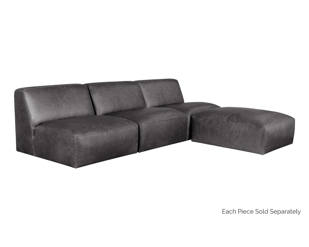 Sunpan Watson Modular Armless Chair In Marseille Black/Camel Leather