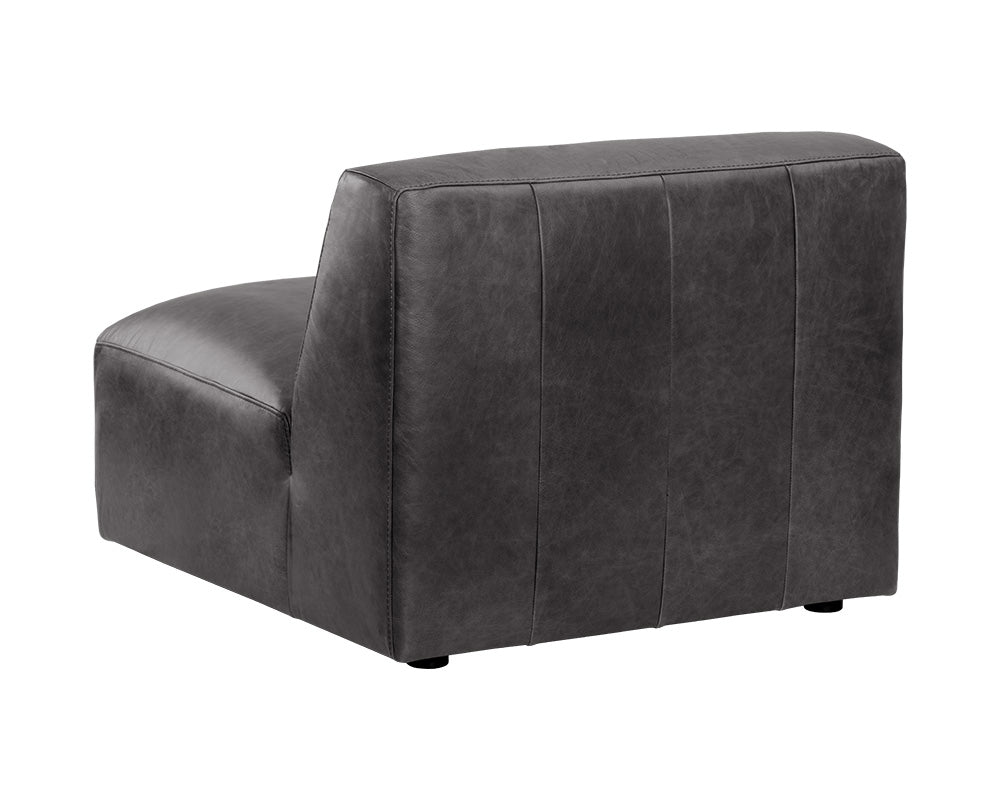 Sunpan Watson Modular Armless Chair In Marseille Black/Camel Leather