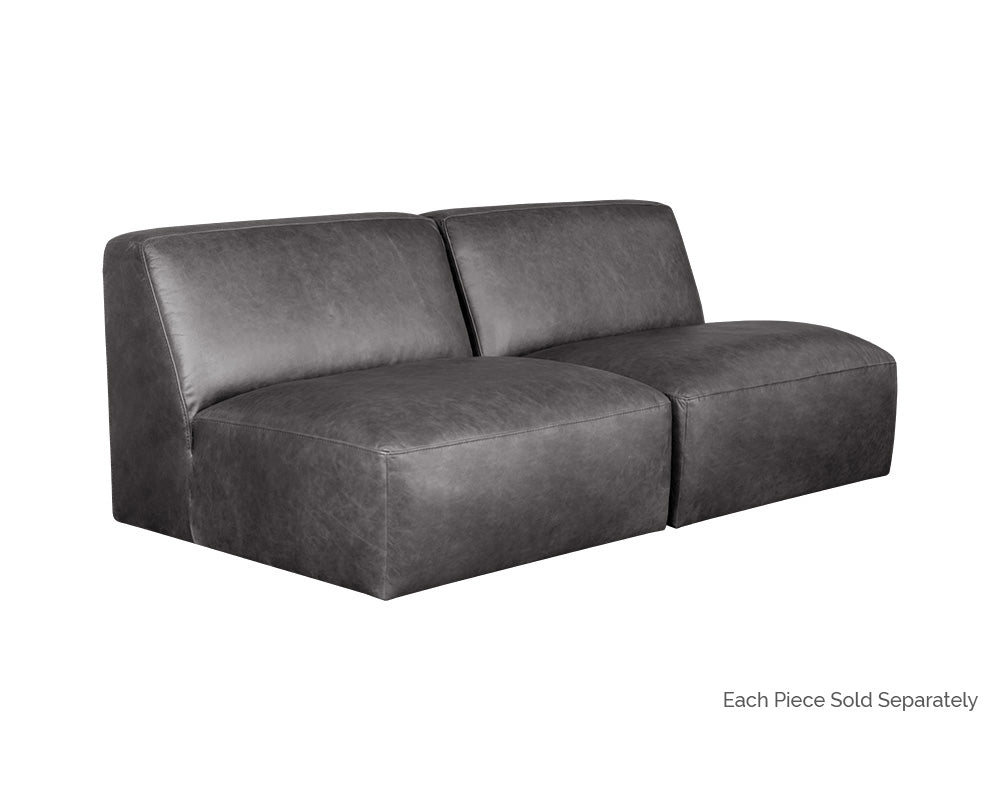 Sunpan Watson Modular Armless Chair In Marseille Black/Camel Leather