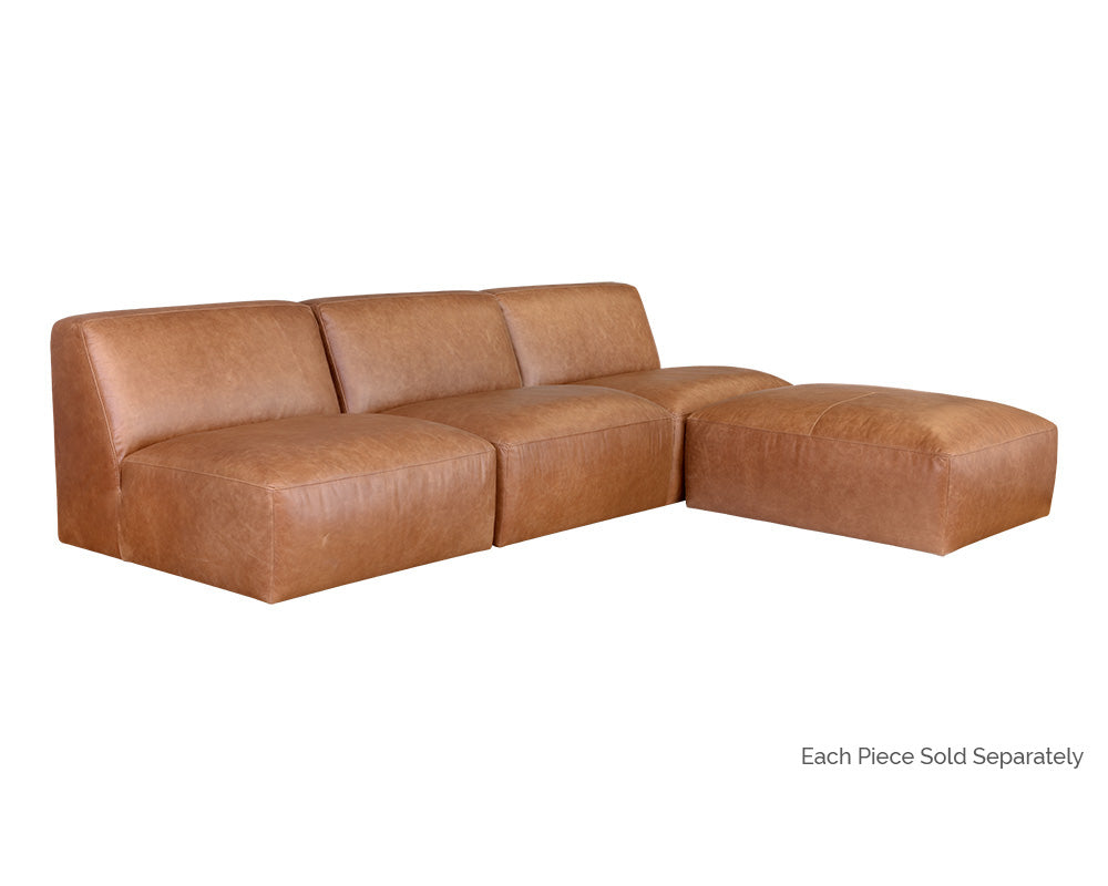 Sunpan Watson Modular Armless Chair In Marseille Black/Camel Leather