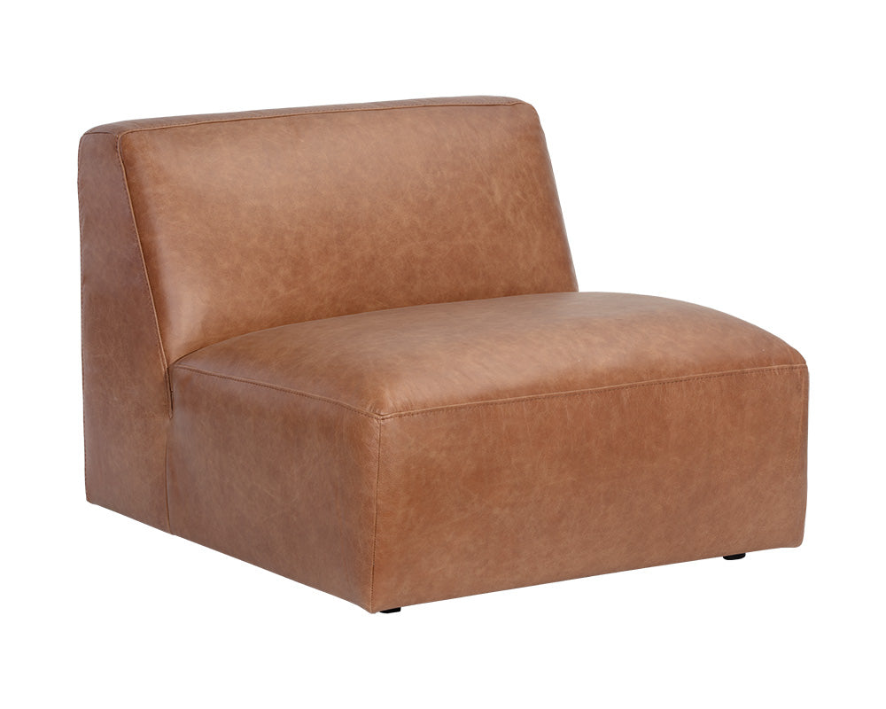 Sunpan Watson Modular Armless Chair In Marseille Black/Camel Leather